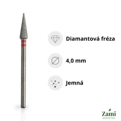 Diamantová fréza pupen Ø4.0 mm - diamantový řez, jemná zrnitost