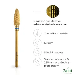 Karbidová fréza velký kužel Ø6.0 mm - střední zrnitost