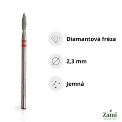 Diamantová fréza plamínek Ø2.3 mm - diamantový řez, jemná zrnitost