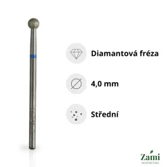 Diamantová fréza kulička Ø4.0 mm - střední zrnitost