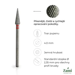 Diamantová fréza pupen Ø4.0 mm - diamantový řez, jemná zrnitost