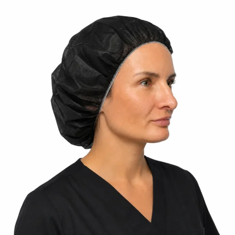 Čepice z netkané textilie, BARET, 100 ks, černá