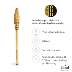 Karbidová fréza velký kužel Ø6.0 mm - jemná zrnitost