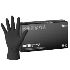 Nitrilové rukavice NITRIL IDEAL3, 100 ks, nepudrované, černé, 3.5 g