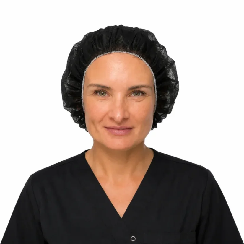 Čepice z netkané textilie, BARET, 100 ks, černá