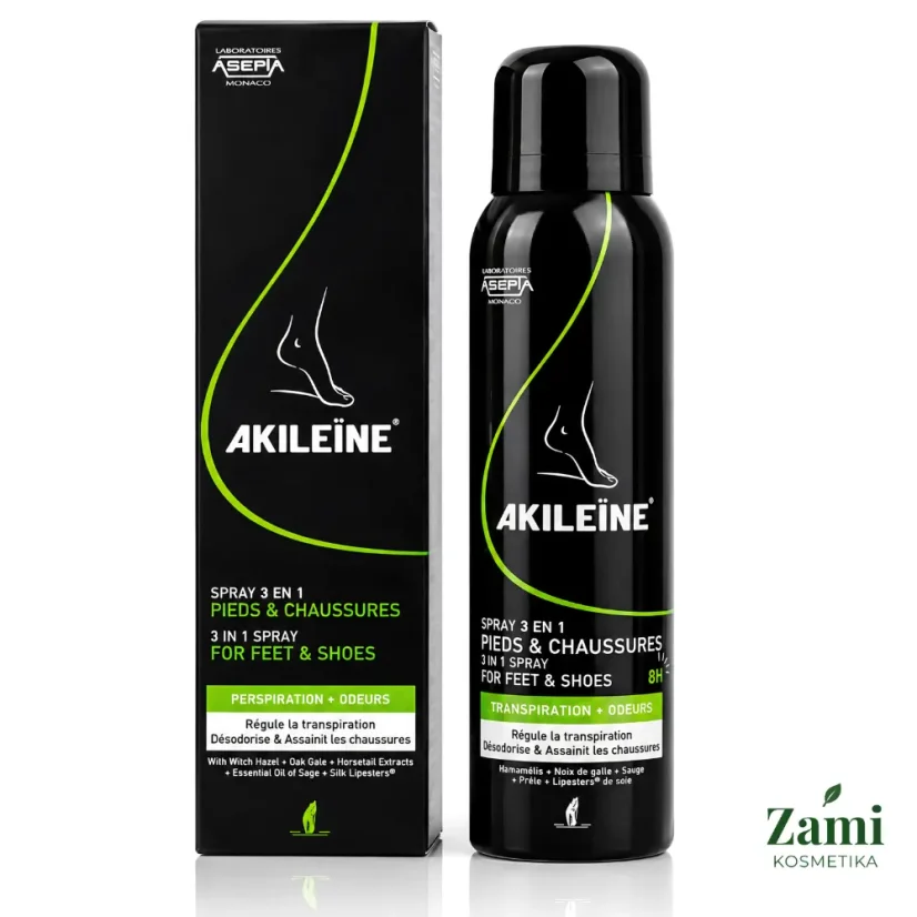 Akileine Deo sprej 3 v 1 na nohy a obuv, 150 ml