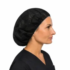 Čepice z netkané textilie, BARET, 100 ks, černá