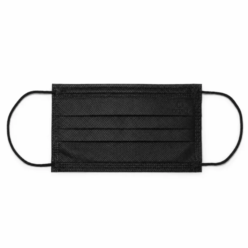 Rouška jednorázová, 3 vrstvá, 175 x 93 mm, 50 ks, černá