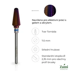 Karbidová fréza tornádo Ø7.0 mm - střední zrnitost